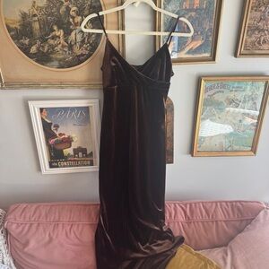 Elegant Velvet Brown Dress